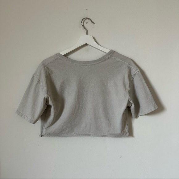 Joah Brown Twist Crop Cotton Tee In Fog Size M/L - Picture 4 of 9